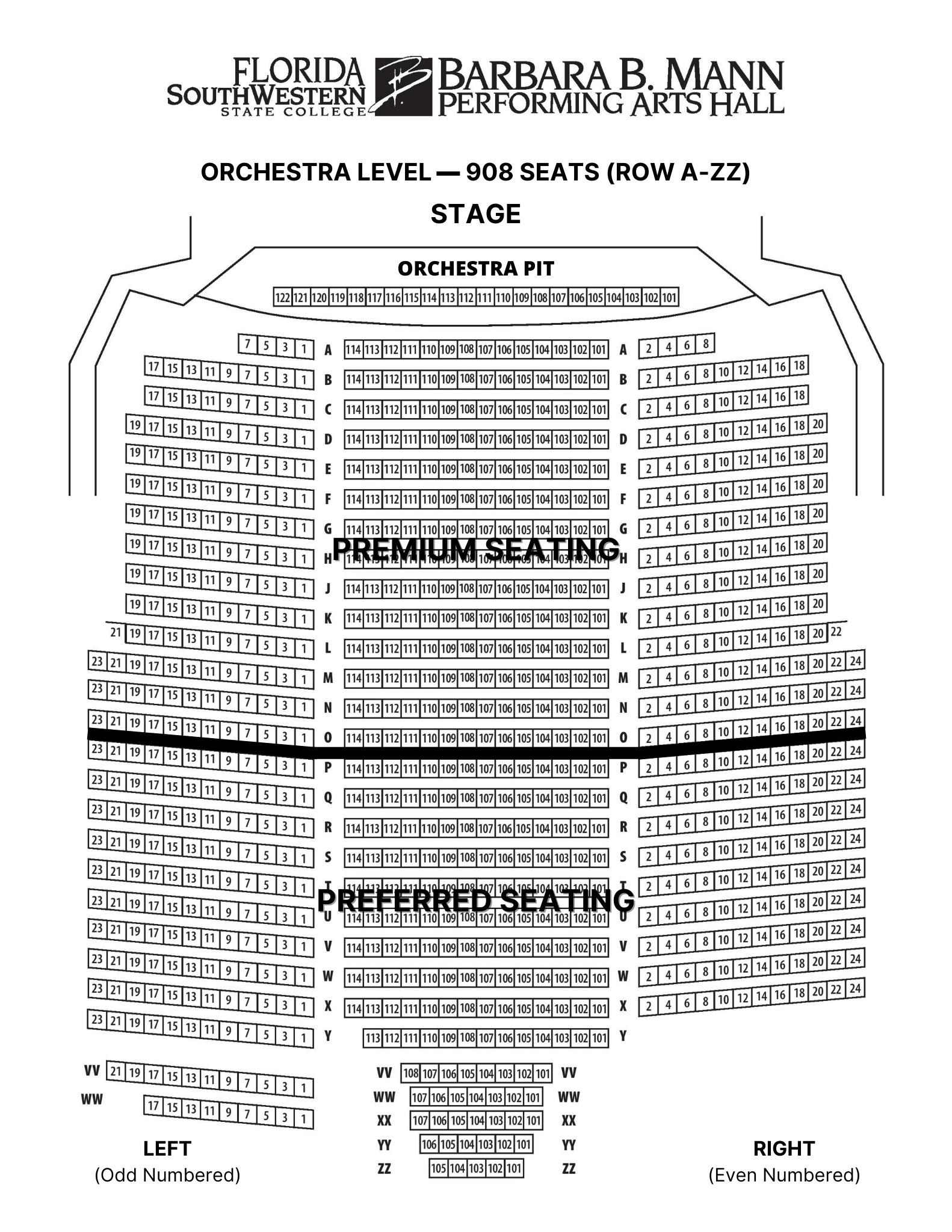 Seating Charts Barbara B Mann I