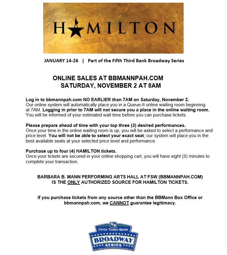 Your Guide For Buying HAMILTON Tickets Saturday, November 2 In Person